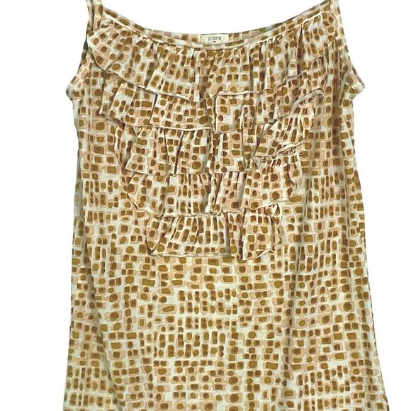 J.Crew Factory Tank Top Orange/White with Ruffle Detail size small - Picture 2 of 8